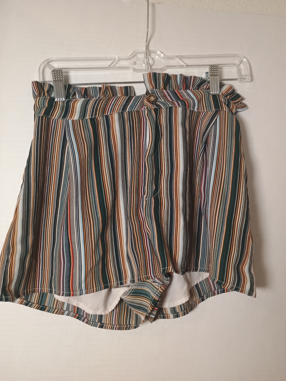 Lumiere Striped High-Waisted Shorts Black & Orange Small